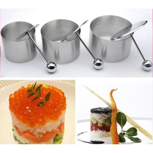 Stainless Steel Round Cold Dish Mold With Push Board Kitchen Hotel Creative Dish Tool Salad Dish Fried Rice Shaping Mold