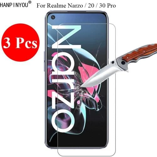 3 Pcs/Lot New 9H 2.5D Tempered Glass Screen Protector For Realme Narzo 30 20 Pro 5G 6.5" Phone Protective Film + Clean Tools