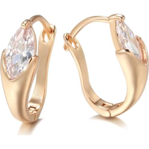 Kinel New Luxury Natural Zircon Earrings for Women Vintage Bride Wedding Earrings 585 Rose Gold Fine Jewelry Party Gift