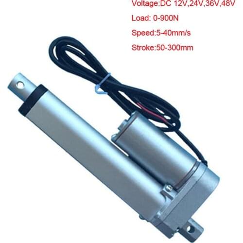 Wholesales 12-48v 50-250mm 2-10 Inch Stroke 900N 90KG Load Customized Speed Tubular Motor Mini Electric Linear Actuator
