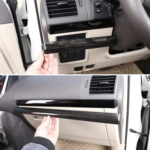 Black Wood Grain ABS Interior Passenger Side Decoration Strip Trim for Toyota Land Cruiser Prado FJ150 150 2010-18 LHD Vehicles