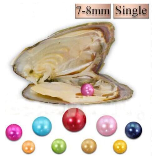 Individually Wrapped Freshwater Oysters with Large Pearls-7-8MM Mixed Colors Round Pearl Oyster Birthday Gift 20pcs FP391