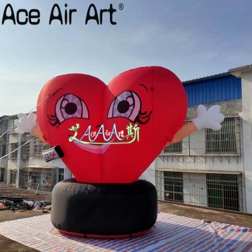 Attractive designed giant red heart shape, inflatable heart model with blower for sale
