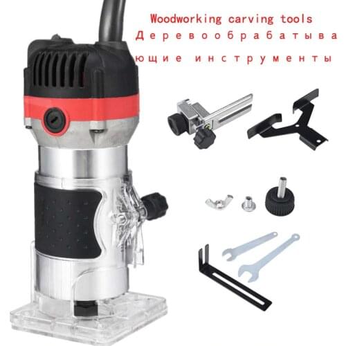 800W Electric Hand Wood Trimmer 6.35mm Laminator Router Woodworking Tool Set For Wood Carving Slotting Trimming