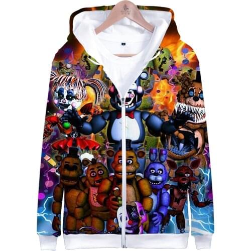 Five Nights At FNAF 3D Hoodies FNAF Children Zipper Hoodie Sweatshirt for Kids Boys Winter Autumn Jacket Coat Clothes