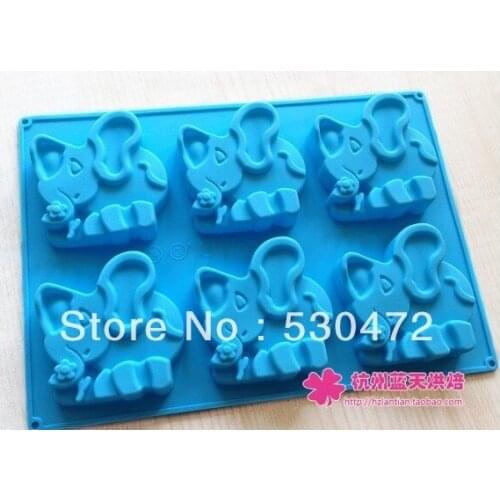 6 hole silicone Chocolate Mold Cake Mold elephont soap mould 26*18*1.8CM kitchen tools