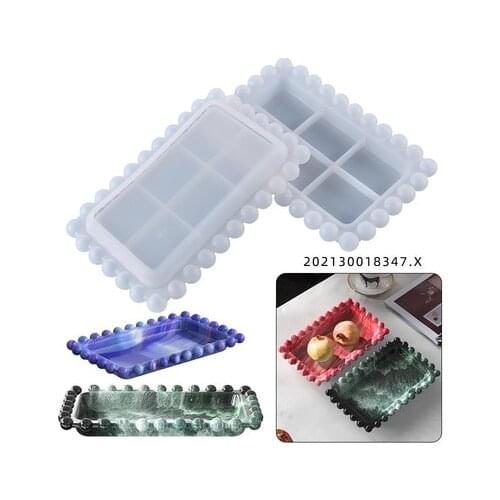Rectangle Tray Silicone Mold DIY Crystal Epoxy Resin Coaster Pearl Edge Jewelry Storage Tray Fruit Plate Handmade Crafts