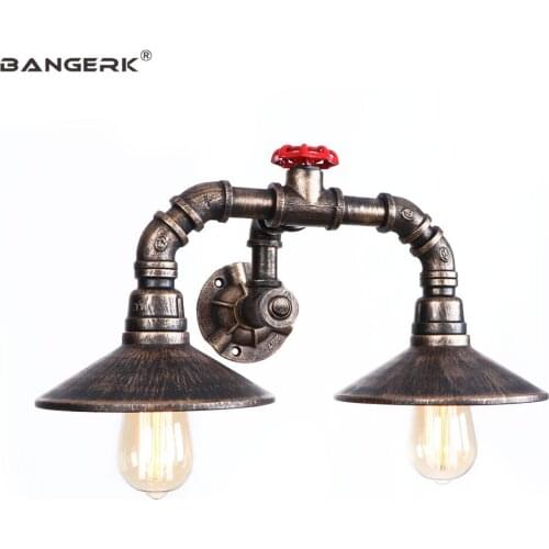 Nordic Loft Decor Edison Sconce Wall Lights Industrial Water Pipe Wall Light Double Vintage LED Wall Lamp Bedside Home Lighting