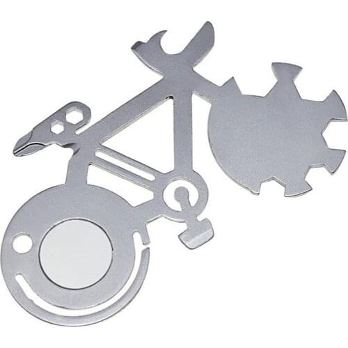 Bicycle-shaped Head Screwdriver Spanner Bottle Can Opener Multi-function Tool Card EDC Card Metal Craft Outdoor Portable Tools