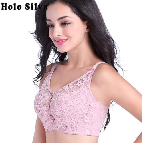 Large Size Lace Thin Cup Sexy Breathable Bra Sexy Intimates Full Cup Anti Emptied C D Lace Bra For Women Push up Underwear Bras