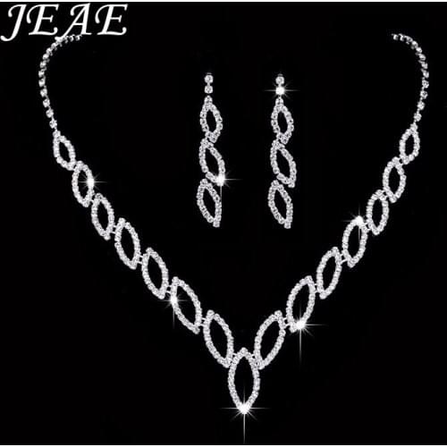 Luxury Zirconia Wedding Choker Necklace Set Women Bridal Jewelry Sets Zircon Jewellery Crystal Rhinestone Silver Color Earrings