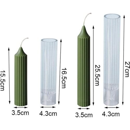 1PC Long Pole Plastic Candle Mold Match Large Cylinder Rib DIY Soap Making Crafts Clay Tools Church Party Wedding Supplies