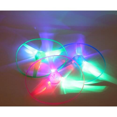 1pcs Illuminated outdoor fly disk toy LED lighting UFO design Hand push sporting good Tricolor light Holiday wedding celebration