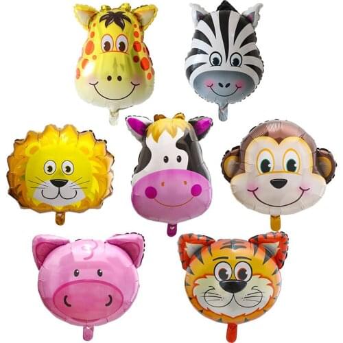 10/50pcs Large Size Tiger Zebra Lion Monkey Animal Helium Balloon Birthday Party Decor Animal Zoo Theme Supplies Toys Kids Gift