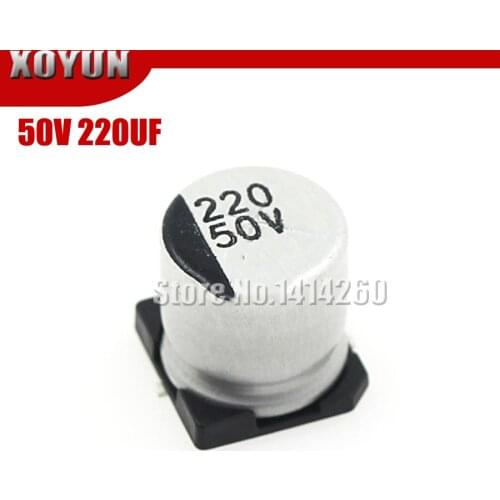 10PCS Electrolytic capacitor 50V220UF 10*10.5mm SMD aluminum electrolytic capacitor 220uf 50v