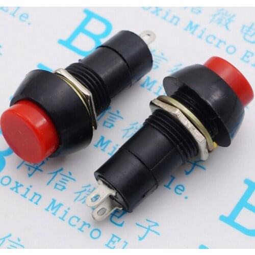 10pcs/PBS-11A Self locking 2 Pin Button switch Circular switch Self-locking switch Hole 12MM Red/Green