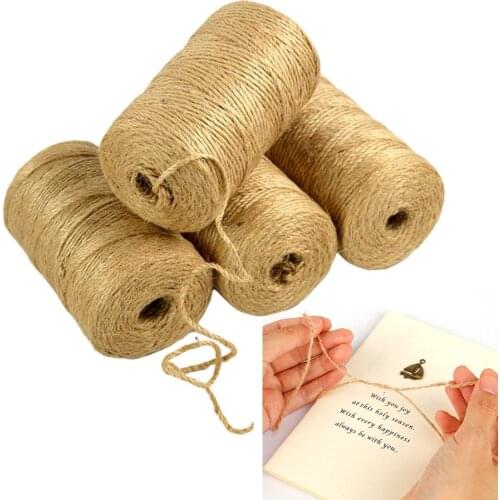 100m Natural Jute Twine Burlap String Hemp Rope Party Thread DIY Scrapbooking Florists Craft Decor Wedding Gift Wrapping Cords
