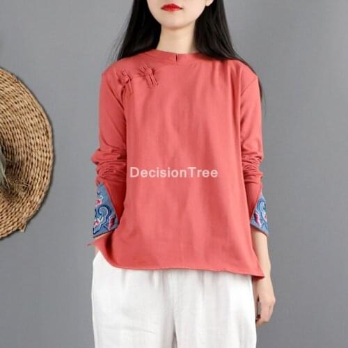 2021 retro national chinese blouse woman traditional printed vintage cheongsam tops hanfu tea service loose qipao top