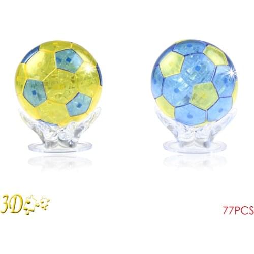 3D Football Jigsaw Crystal Puzzle DIY Game with Flash Light Soccer Model Assembly Education Toys Home Decoration Gift for Kids