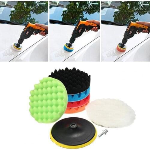 50% Hot Sales 7Pcs/Set Sponge Polishing Pad Wave Durable Round 7 inch Car Buffing Buffer Wheel for Auto
