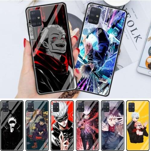 Anime Jujutsu Kaisen Tempered Glass Cover for Samsung Galaxy A21S A50 A51 A70 A71 A10 A41 M31 M51 Luxury Soft Edge Case Shell