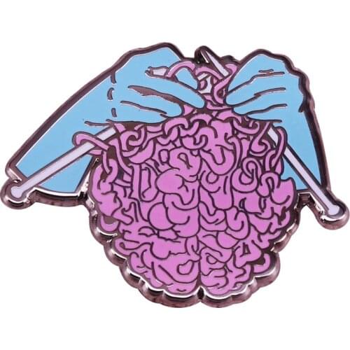 Hand knit pin crochet and yarn brooch craft art badge creative knitters flair gift