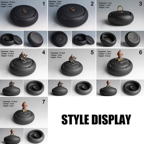 Black Ceramic Ashtray Personality Fashion Windproof Large with Lid for Living Room Home Office European Style Ashtray A1