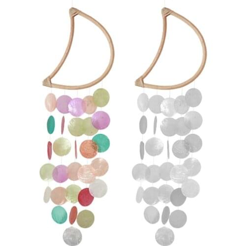 Shell Moon Wind Chime Room Decoration Nordic Hanging Windchimes Wall Pendant Home Office Kids Room Nursery Decor