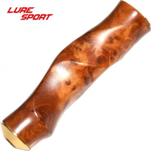 LureSport Burl Wood Handle 105mm with Step aluminum Ring hand shape grip Rod Building Component Repair Pole DIY Accessory