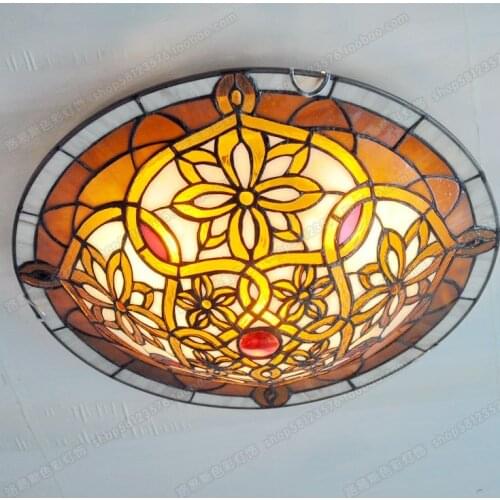 16 inch European twist glass ceiling lamp Tiffany style bedroom aisle porch balcony lighting antique LED welding art lamp