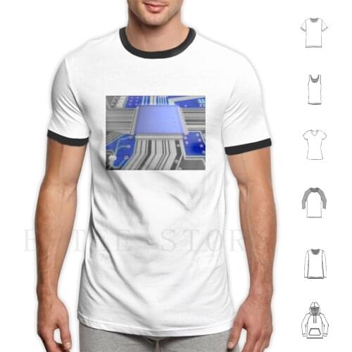 Blue Chip T Shirt Diy Big Size 100% Cotton Chip Microprocessor Processor Motherboard Circuit Board Electronic High Tech