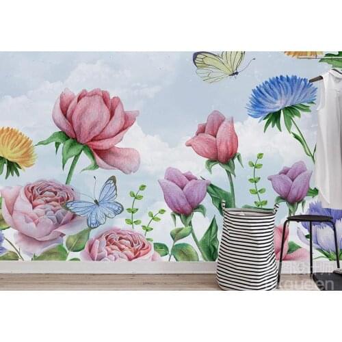 Customize photo wallpaper for home walls Modern minimalist fashion beautiful flower butterfly wall paper tv photowall wallpapers