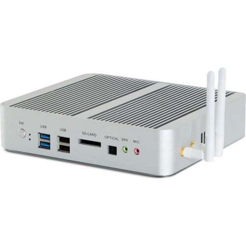 4K HTPC Fanless Mini PC with DP HDMI SD Intel Dual Core i5 7260U 4MB Cache Intel Iris Plus Graphics 640 up to 3.4GHz Mini PC