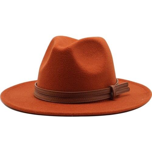 Seioum 2020 New Winter Wool Fedora Hat For Women Felt Cap Wide Brim Ladies Trilby Hat Men Panama Party Formal Top Hat