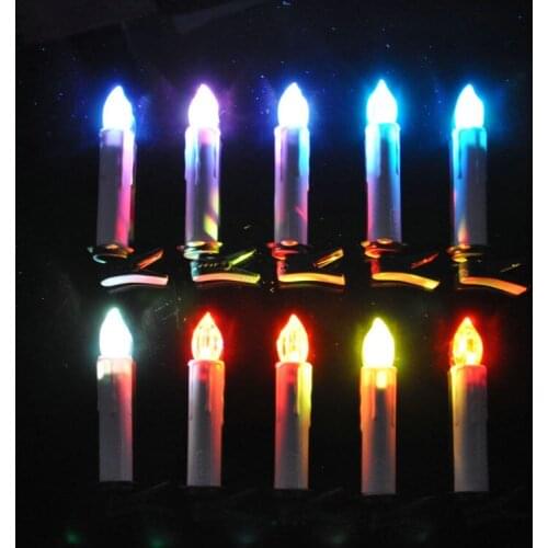 Set of 10 Remote controlled Simulation LED taper Candle teaLight wax dipped Battery powered w/12key controller&Clip Wedding Xmas