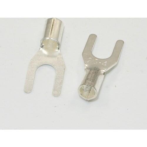 100 1/4" 12-10 14-12 16-14 22-18 Ga AWG Gauge Non-Insulated Spade Fork Terminal Connector