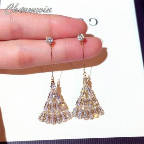 New Fashion Long Earrings For Women Earrings Korean Gold Color & Silver Color Rhinestone Dangle Earrings Female