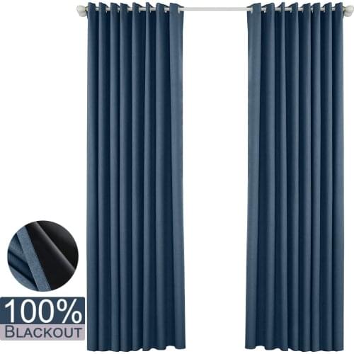 Solid Colour Linen Curtains For Bedroom 100% Blackout Window Curtain Summer Thermal Insulated Curtain Living Room Decor D30