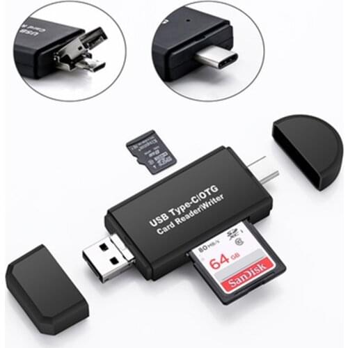 Type C & micro USB & USB 3 In 1 OTG Card Reader High-speed USB2.0 Universal OTG TF/SD for Android Computer Extension Headers