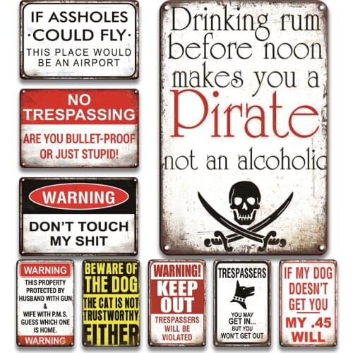 Warning Slogan Tinplate Sign Vintage Beware Of Tin Poster Shabby Chic Yard Farm Decor Metal Plaque Sign Dad Gift Art Wall Signs