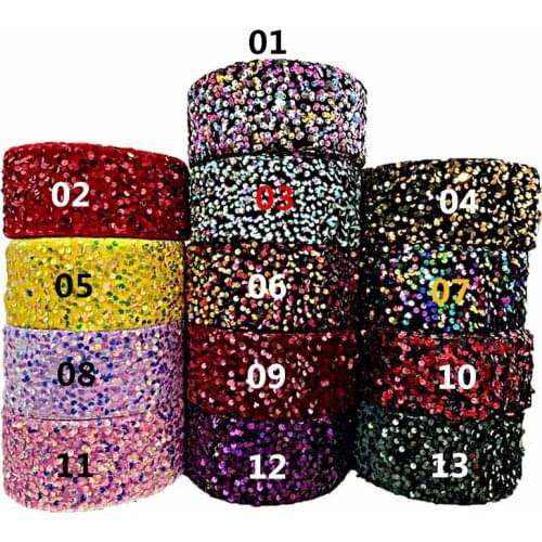 Multi-colors fabric 3 inch 75MM hair bows sequin ribbon