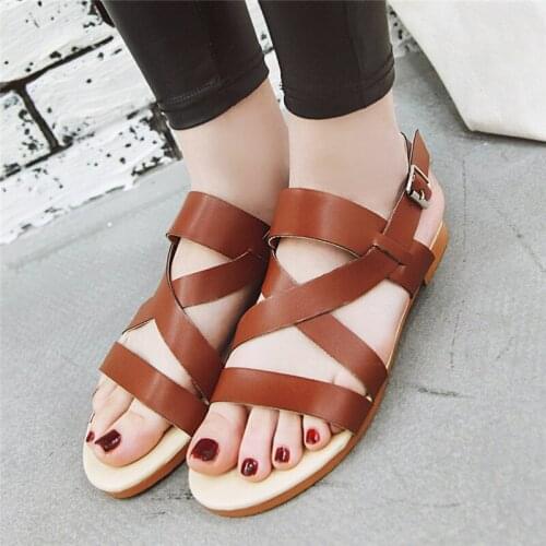 Flat Sandals for Women 2020 Casual Summer Shoes Ankle Strap Cute Ladies Sandles Flat Beach Shoes Black White Brown Big Size9 10
