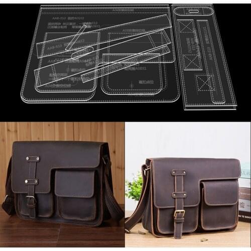 New leather art paper pattern template sewing pattern DIY handcraft leather man’s shoulder bag acrylic version type drawings