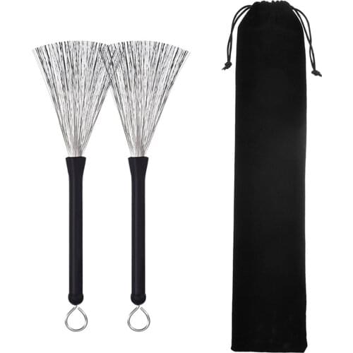 Wire Retractable Loop End Drum Brushes for Jazz Drum Stick (Pack of 2)