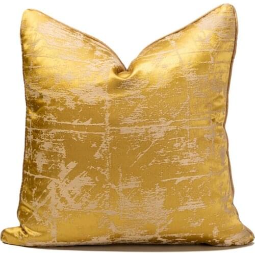 Modern Embroidery Decorative Pillows Case Light Luxury Abstract Golden Geometric Home Hotel Sofa Backrest Jacquard Cushion Cover