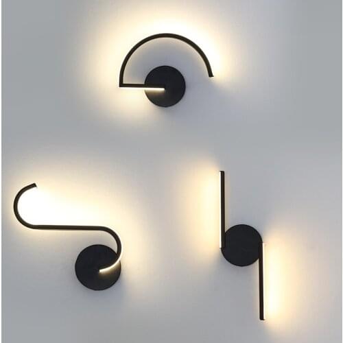 Modern Minimalist Wall Lamps Living Room Bedroom Bedside AC96V-260V LED Sconce black white Lamp Aisle Lighting decoration