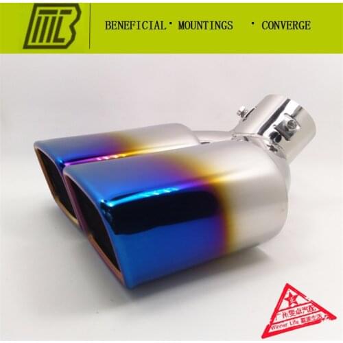 Car styling 1 into 2 Resistance Muffler square bend pipe Modified Tail Pipe Caliber 6.3cm Length 22cm general tail EXHAUST