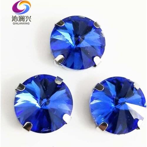 Light blue Round shape AAA glass crystal Silver bottom claw rhinestones,flatback sew on stones diy/apparel accessories SWR11