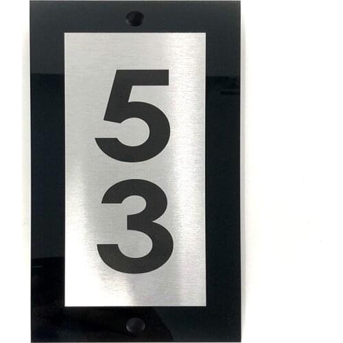 Precision Design Vertical Modern House Sign Black Rear Panel with Silver Aluminium Panel and Black Number house address