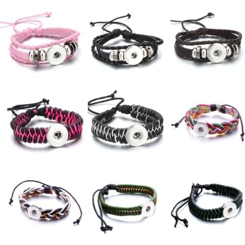 High Quality 18mm Snap Button Jewelry Bracelets Handmade Punk Leather Snap Bracelet for Snaps Buttons Jewelry